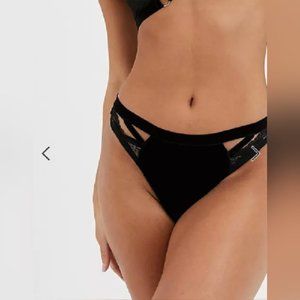 ASOS DESIGN Victoria velvet thong with lace